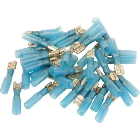 40 conectores eléctricos hembra termorretráctiles azules