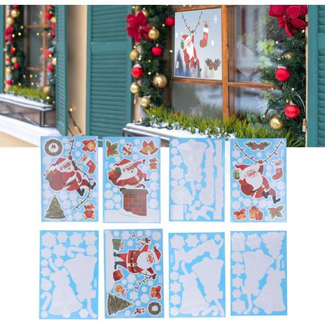 Weihnachtsaufkleber, Bestseller-Weihnachtsaufkleber, Fensteraufkleber, Weihnachtsmann, Rentier, Schneeflockenaufkleber (1/5)