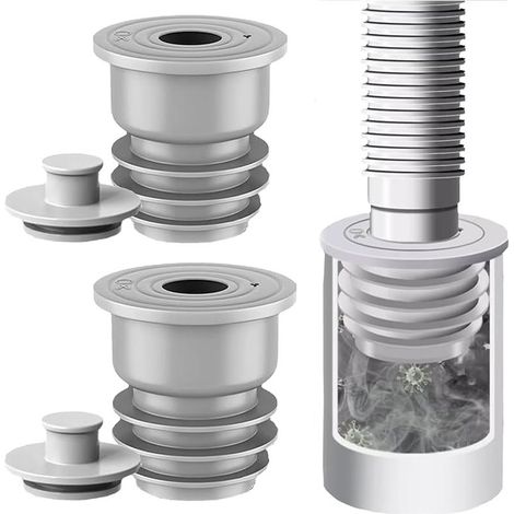 2 Pieces 35-40 mm Washing Machine Hose Seal, Grey Drain Hose Sealing Cap, Deodorant Anti-Odour Drain Stopper for Kitchen, Bathroom (1/5)