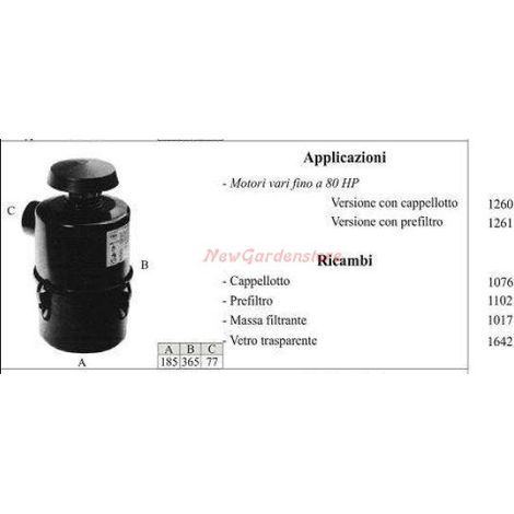 Filtro olio per motocoltivatore motori fino a 80 HP 1261