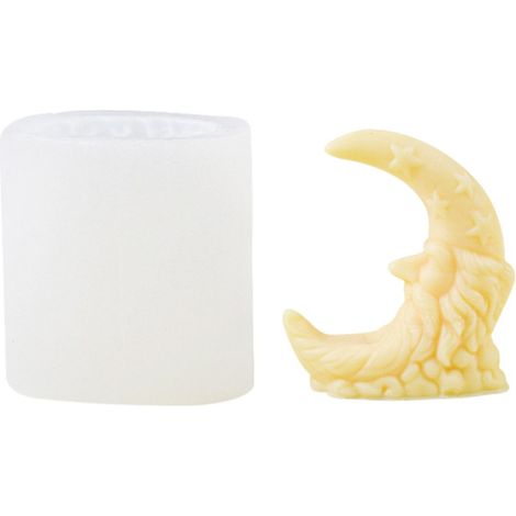 Moule en silicone réutilisable pour la fabrication de bougies d'aromathérapie en forme de lune et de sureau, idéal pour la décoration intérieure et la personnalisation de cadeaux. (1/4)