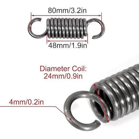 Ressort de Traction 60mm Ressorts de Tension avec Crochets Ressorts en Fil de piano Diamètre du Fil 1,2mm Diamètre Extérieur 8mm Force 4,2KG (1/4)