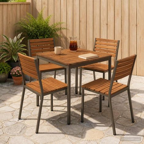 vidaXL Tavolo da cena da giardino Naturale e Caffè 70 x 68,5 x 75 cm