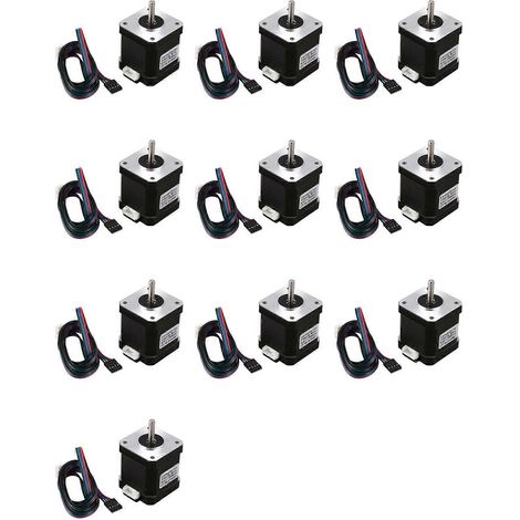 10 moteurs pas à pas Nema 17 de 48 mm (réf. 17HS8401), 42 bytes, 2 A, 4 fils, câble de 1 m, pour imprimante 3D et moteurs CNC XYZ. (1/5)