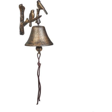 Cloche Murale - Fonte De Fer - Bronze - 20 x 10 x 13 cm - Pour Jardin Et Entrée - 1 Pièce (1/5)