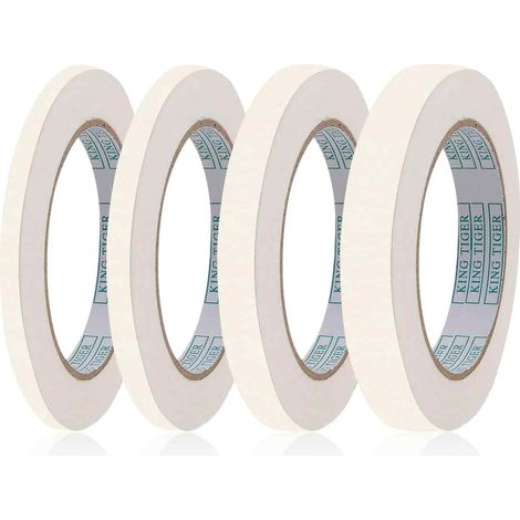 Masking Tape - 4 Rouleaux Blancs - Largeurs 5 mm 8 mm 10 mm 12 mm - Surface Écrite Imperméable - Sans Résidu - Pour Peinture Décoration Artisanat (1/5)