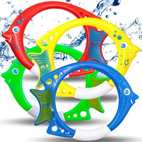 Lot de 4 jouets de plongée, anneau de pêche, jouets de plongée pour enfants de 5 à 10 ans, jouets de piscine, jouets aquatiques pour garçons et filles, jouets d'été, cadeau, plongée (1/5)