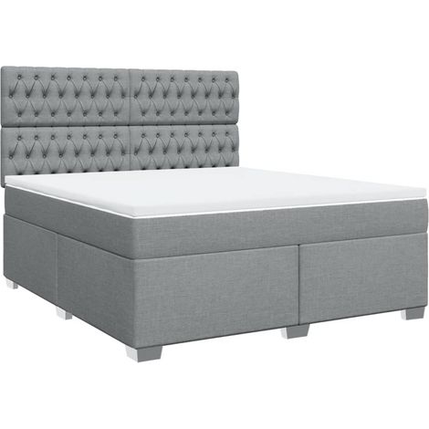 Maison Exclusive - Cama box spring con colchón tela gris claro 18