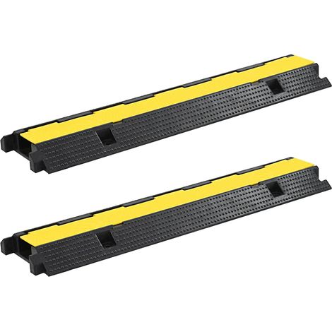 Rampe protège-câbles 2 pièces, 1 canal, caoutchouc jaune et noir, 100 x 25 x 5,9 cm - PANGIVO (1/4)