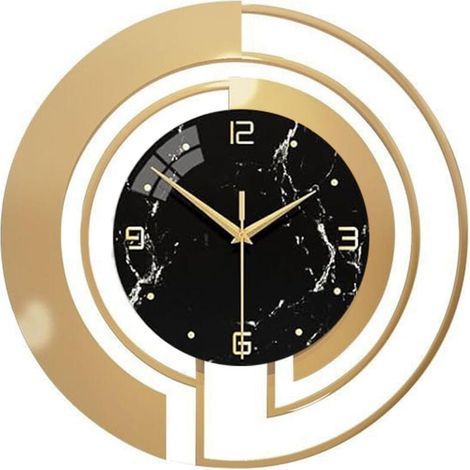 Moderne, luxuriöse und leichte Wanduhr 30 cm – geräuschlos – geometrisches Design mit Licht- und Schattenspiel – rundes Quarzwerk für das Wohnzimmer (1/4)