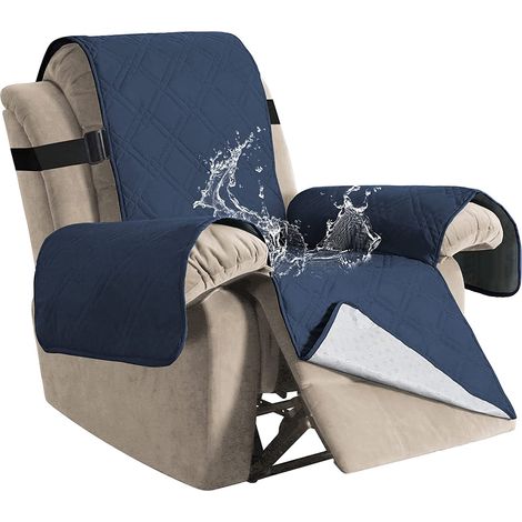 Housse de fauteuil inclinable pour salon, fixée par des sangles élastiques, housse de canapé antidérapante (bleu marine) (1/3)