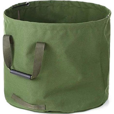 Sac à déchets de jardin pliable en toile réutilisable et imperméable pour ramassage des feuilles mortes. (1/5)