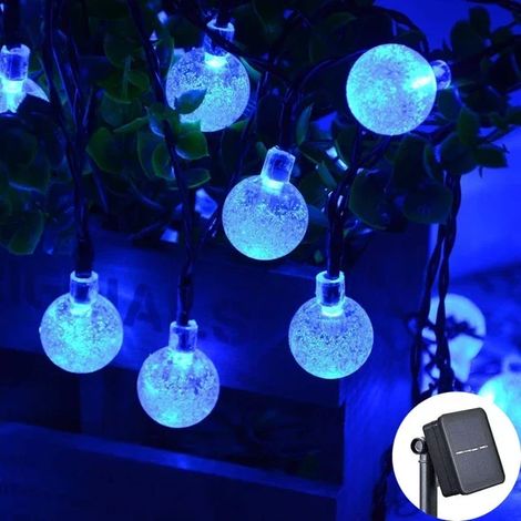 Guirlande lumineuse solaire d'extérieur (30 LED, 6,5 m, bleue) étanche IP65, idéale pour le jardin et les décorations de Noël. (1/5)