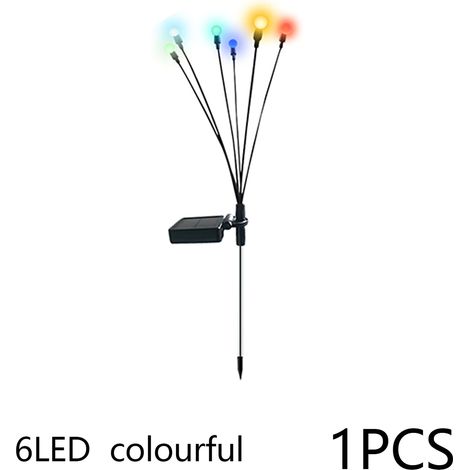 Toivize Luci solari da giardino, 6 teste - Impermeabili IP65 - Decorazione LED effetto fuoco fatuo per esterni, ideale per paesaggi, prati, patii, Natale, feste, matrimoni, colore nero (1/5)