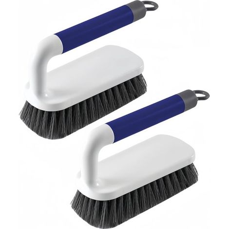 Spazzola abrasiva - Spazzole per la pulizia - Spazzole con manico - per doccia, bagno, tappeti, cucina e vasca da bagno - Confezione da 2 - Blu (1/5)
