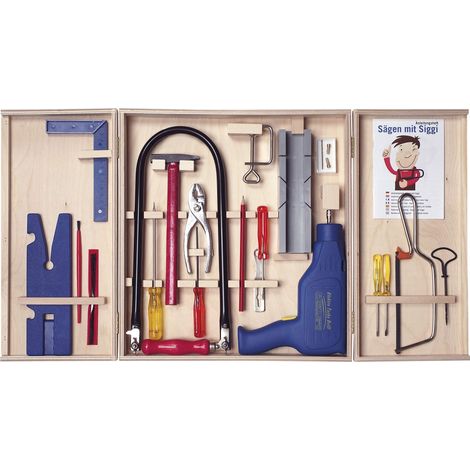 Armoire à scie à chantourner, 28 pièces, kit complet dans une armoire à bois, outils en acier, scie à chantourner, perceuse, bricolage avec bois, scies à (1/5)