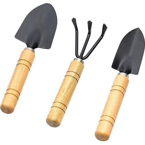 3 Pcs Mini Outils De Jardin, Ensemble De Petits Rteaux Et Pelle, Petite Pelle Rteau Et Bche Manche En Bois Pour Plantes En Pot Pour Jardin Plantes (1/5)
