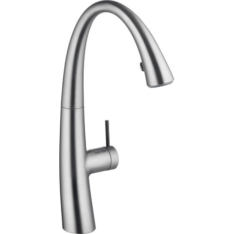 KWC Küchenarmatur Zoe 1 mit herausziehbarer Schlauchbrause und LED-Lichtring edelstahlfinish Hochdruck (1/4)