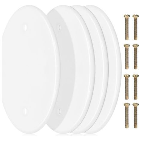 Lot de 4 Plaques de Recouvrement Rondes Blanches pour Plafond, Cache-Trou Électrique Mural, Installation Facile sans Outil, Design Minimaliste