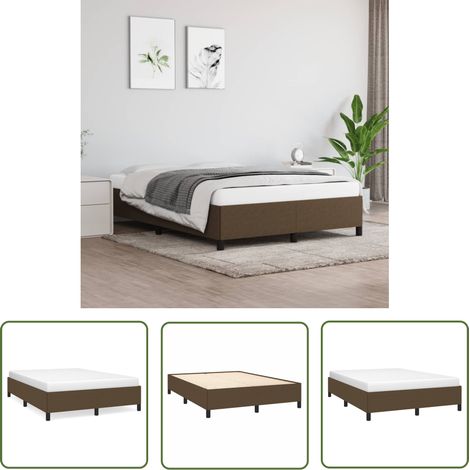 The Living Store Bettgestell ohne Matratze Dunkelbraun 140x200 cm Stoff - Bettrahmen - Doppelbett - Holzrahmen - Lattenrost - Massivholzbette (1/5)