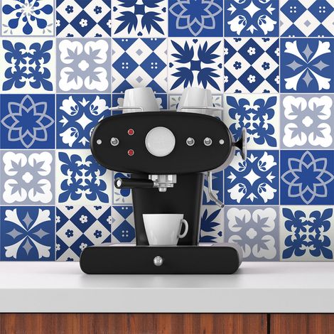 Sticker Mural Carrelage adhésif Cuisine Salle de Bain - 30 STICKERS CARREAUX DE CIMENT AZULEJOS CINDIA - 30stickers10x10cm (1/5)