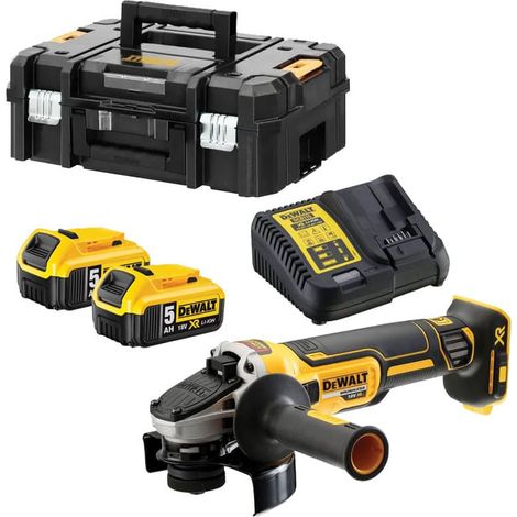 DeWALT Akku-Winkelschleifer DCG405 18V 125 mm mit 2x 5,0 Ah und Lader in TSTAK-Box