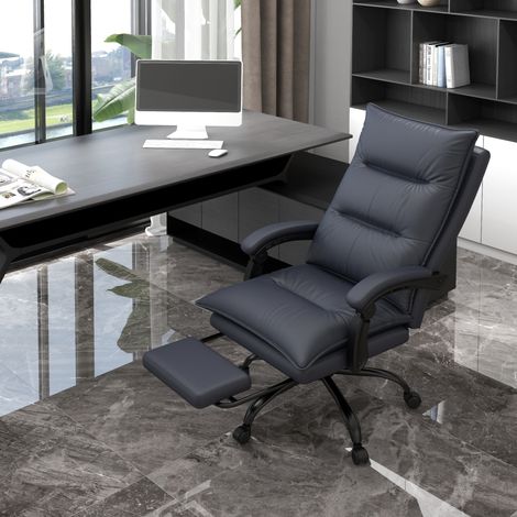 Sedia da ufficio 66x74x114-121.5 cm grigio scuro in poliestere con massaggio, calore e poggiapiedi (1/4)