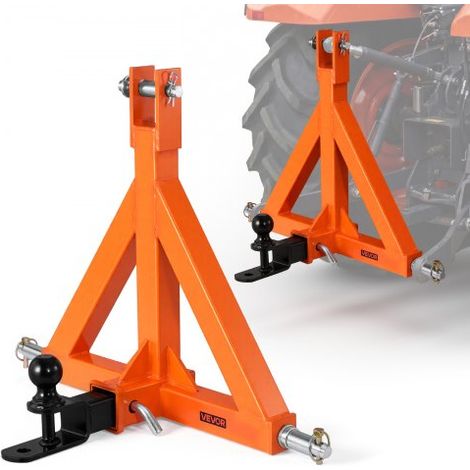 3-Punkt-Anhängerkupplung mit 2 Zoll-Aufnahme, Dreipunkt-Schnellkupplung mit Anhängerkugel, Traktor-Zugstangenadapter, Passend für Kategorie 1, Kompatibel mit Verschiedenen Kompakttraktoren (1/5)