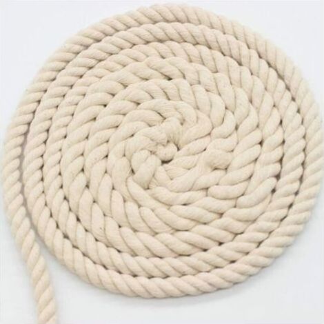 Corde souple torsadée 100 % coton pour macramé, tricot, plantes murales, loisirs créatifs - 10 m x 10 mm (1/4)