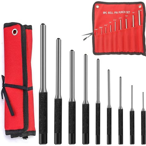 Set de chasse-goupilles 9 pièces : 1,5 mm-8 mm avec sac de rangement pour bois, plastique, cuir, bijouterie, artisanat (1/5)