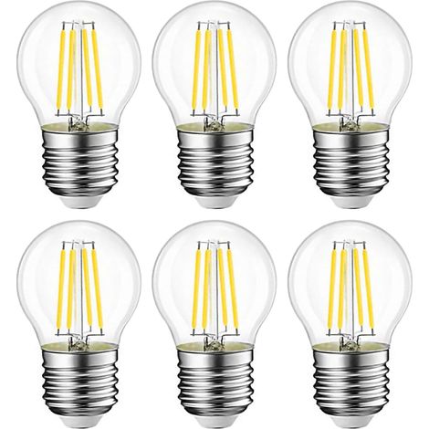 Ampoule LED E27, lot de 6, 6 W, culot à vis E27, ampoule LED rétro, lumière blanche chaude 3000K, verre transparent (1/5)