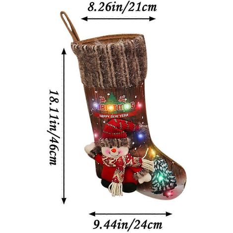 Sapin de Noël, guirlandes lumineuses, chaussettes de Noël, décorations de sapin, sacs cadeaux pour enfants, chaussettes décoratives pour cheminée (1/2)