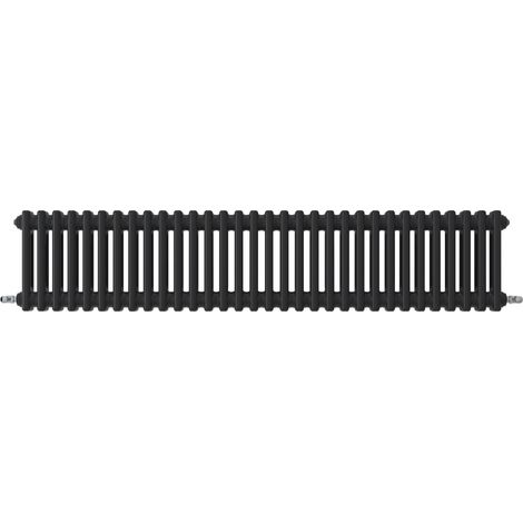 Acezanble Horizontal Traditional Cast Iron Style Radiator 300x1460mm 2 Column Black