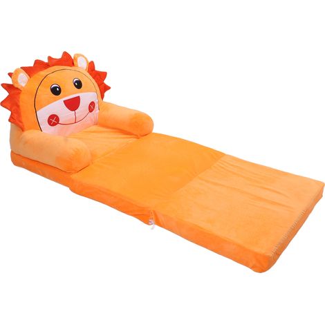 Canapé pliable pour enfants, doux et respirant, motif animaux de dessin animé, orange, 3 couches, pour salon et chambre (1/5)