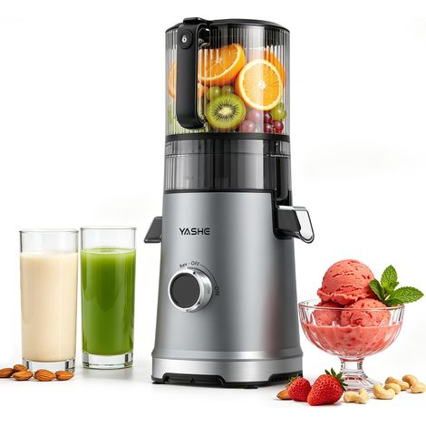 YASHE Extracteur de jus ZM1921, 600 W, goulotte 150 mm, 3-en-1, argent