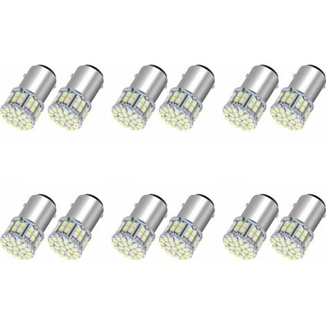 Convient pour les ampoules de feux arrière et de freinage à LED blanches 6000K 1157 50SMD (lot de 12), BAY15D 12V