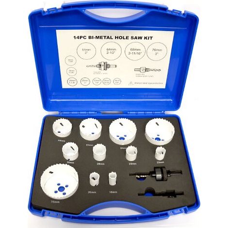 PROFILINE® ELEKTRO Bimetall Lochsägen Set, HSS 14-teilig, Farbe weiß, Kunststoffkoffer