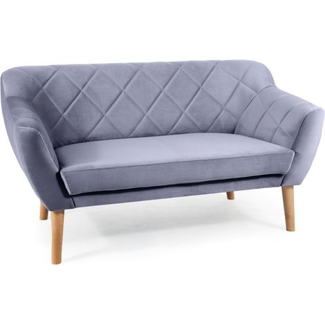 Canapé design velours gris & hêtre Blink (1/4)