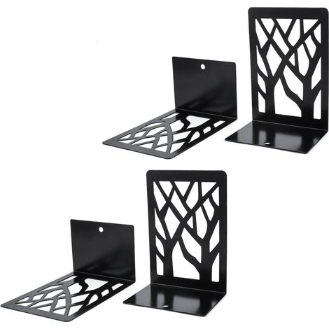 4 Pièces Serre-livres Décoratifs Lourds en Fer Support Hauteur pour Bureau École Maison Cadeau Noir (1/5)