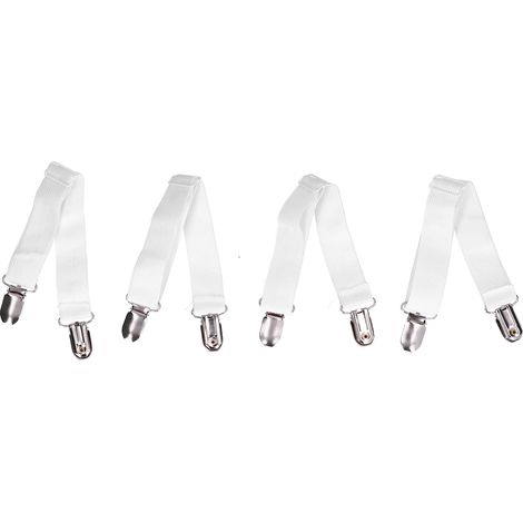 Lot de 4 attaches élastiques réglables pour draps-housses, clips de fixation blancs (1/5)