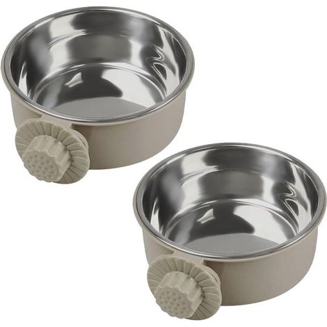 Paquete de 2 cuencos ligeros de acero inoxidable para comida y agua para mascotas (1/5)