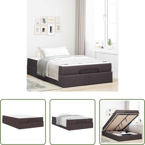 vidaXL Lit avec tiroirs -  Cadre de lit avec matelas avec matelas 2 pcs Tan tissu (1/5)