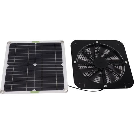 Ventilateur solaire 100W 13,5 pouces, kit de panneau solaire rond efficace pour serre, poulailler, niche à chien (1/5)