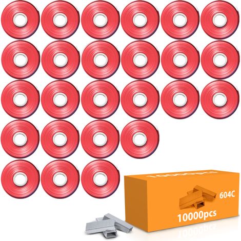 Lot de 25 rubans adhésifs rouges + agrafes pour agrafeuse Heckermann HM-8105