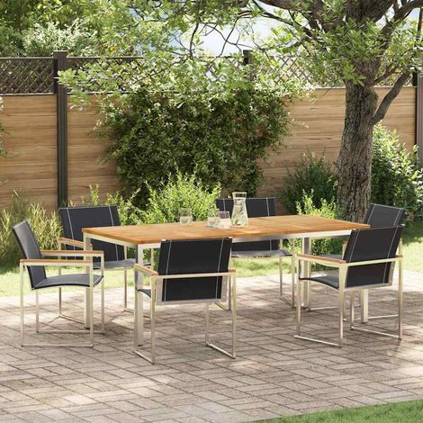 Garten Essgruppe 7 pcs Braun Massivholz Akazie (1/5)