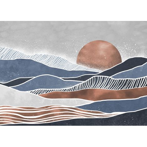 papier peint panoramique océan terracotta et bleu  - Komar (1/3)