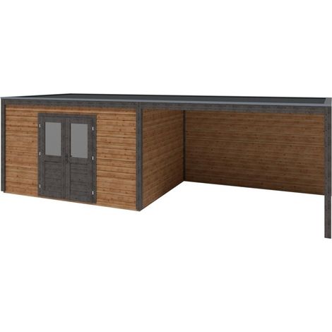 Abri de jardin en bois Nova 8.06x3.09m - 24.91m2 - Ep. 28mm - Traité (1/3)