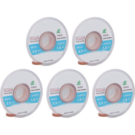 Kit de 5 tresses à dessouder en cuivre, longueur 1,5 m, largeur 3,5 mm, pour le soudage et le dessoudage (1/5)