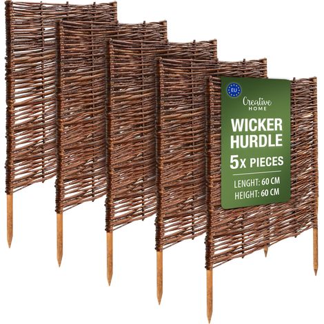 Creative Home Lot de 5 Bordure de Jardin en Saule 60 x 60 cm