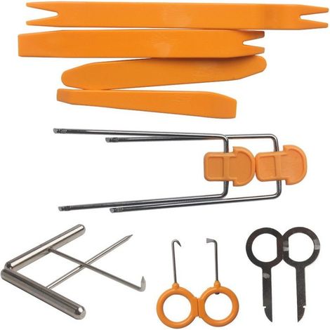Set 12 Outils démontage garnitures - Retrait de garniture en plastique, extracteur de clips de voiture, démontage autoradio (1/5)